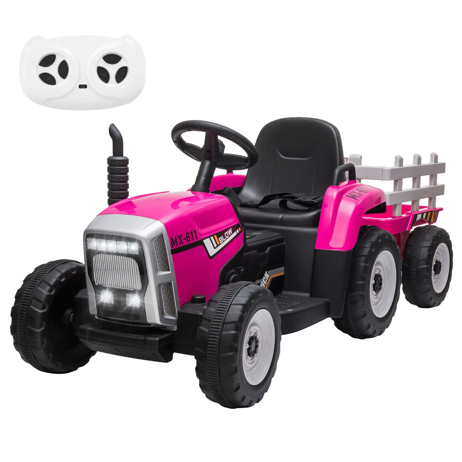 12V Kids Electric Ride-On Tractor with Trailer Battery-Powered Vehicle Toy - Image 15