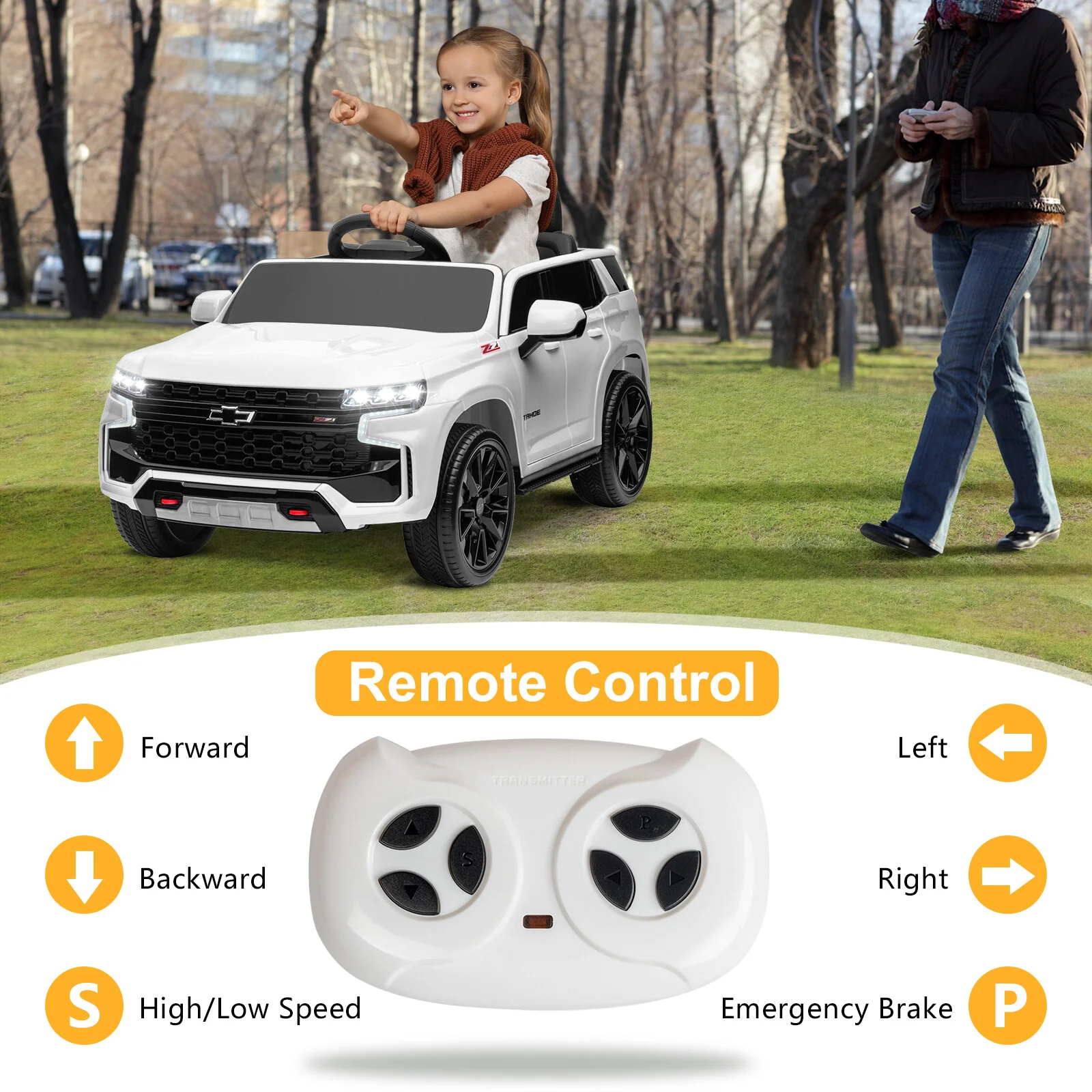 12V Licensed Chevrolet Tahoe Electric Ride-On Car for Kids with Remote Control Battery Powered Toy - Image 6