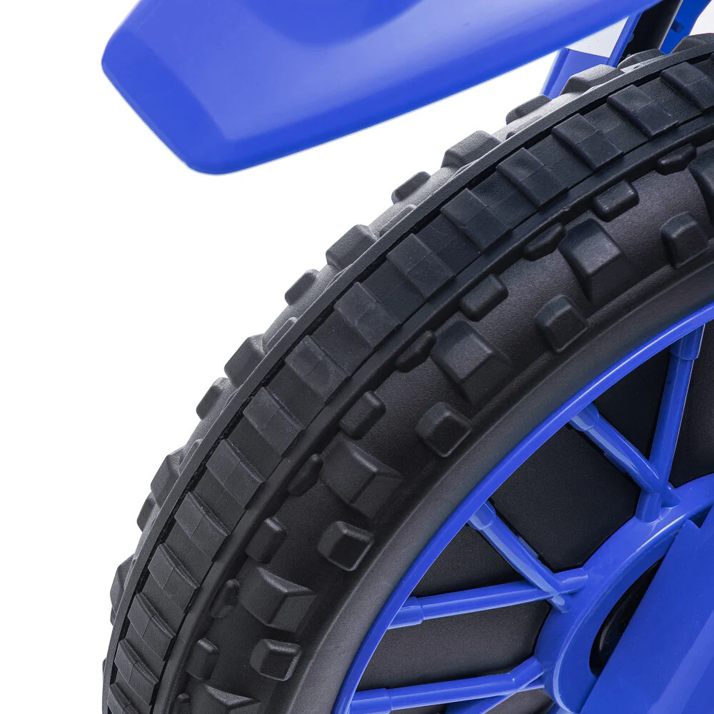 12V Battery-Powered Kids Blue Dirt and Street Motorcycle with Training Wheels - Image 4