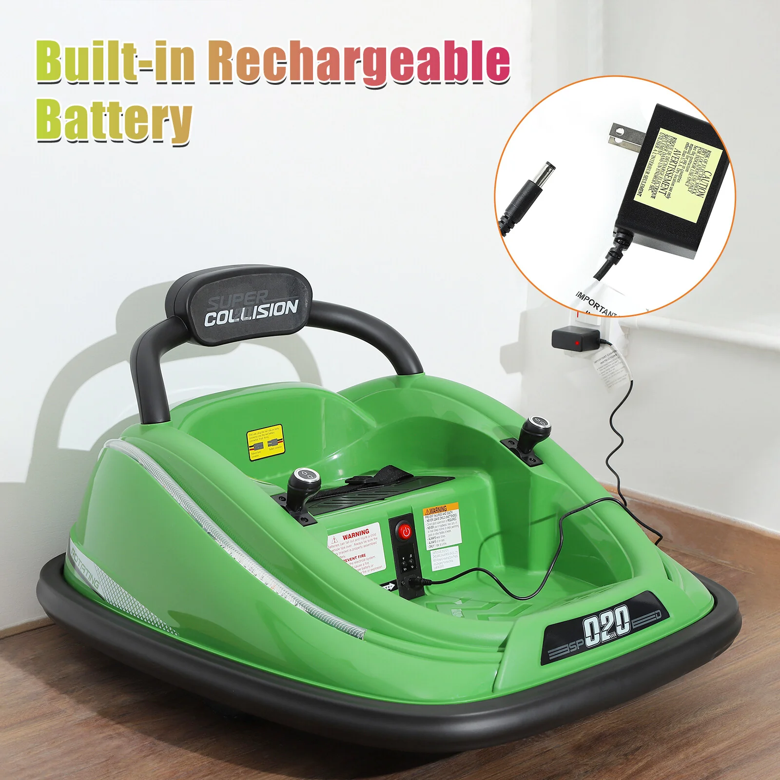 12V Kids Electric Ride-On Bumper Car with 360° Spinning, Remote Control, and MP3 Player - Image 15