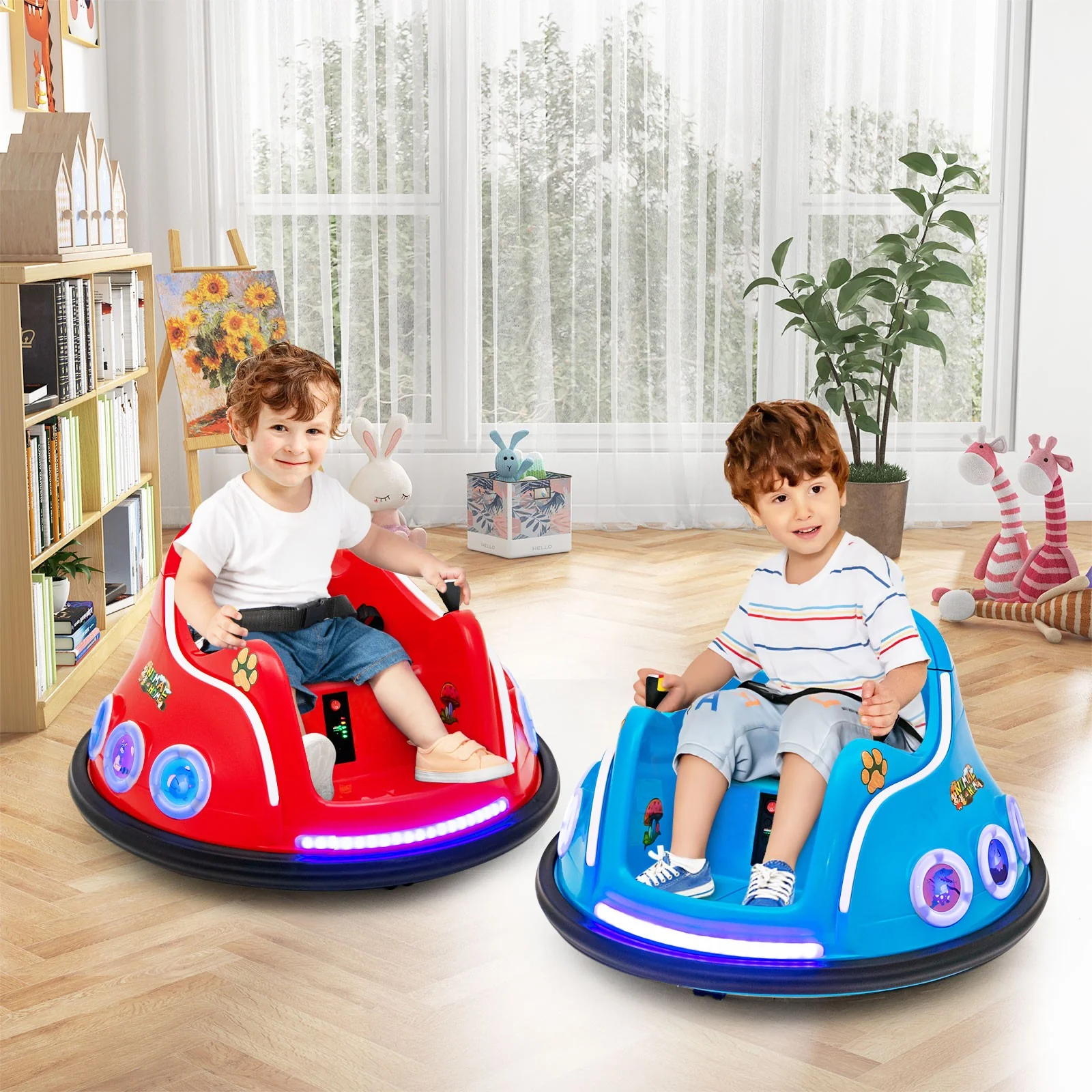 12V Kids Ride-On Bumper Car with Remote Control, Flashing LED Lights, Music – Navy - Image 3