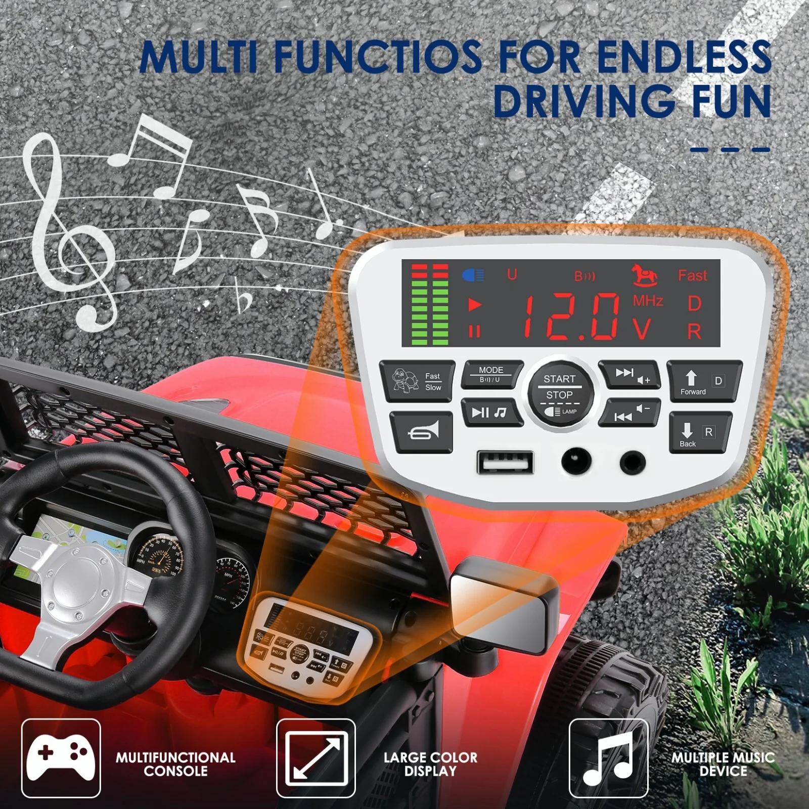 12V Kids 2-Seater Electric Ride-On Truck with Remote Control and MP3 Player - Image 6