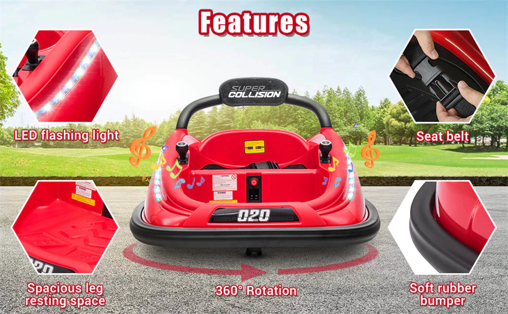 12V Electric Kids Ride-On Bumper Car with 360° Spin and Parent Remote Control - Image 20