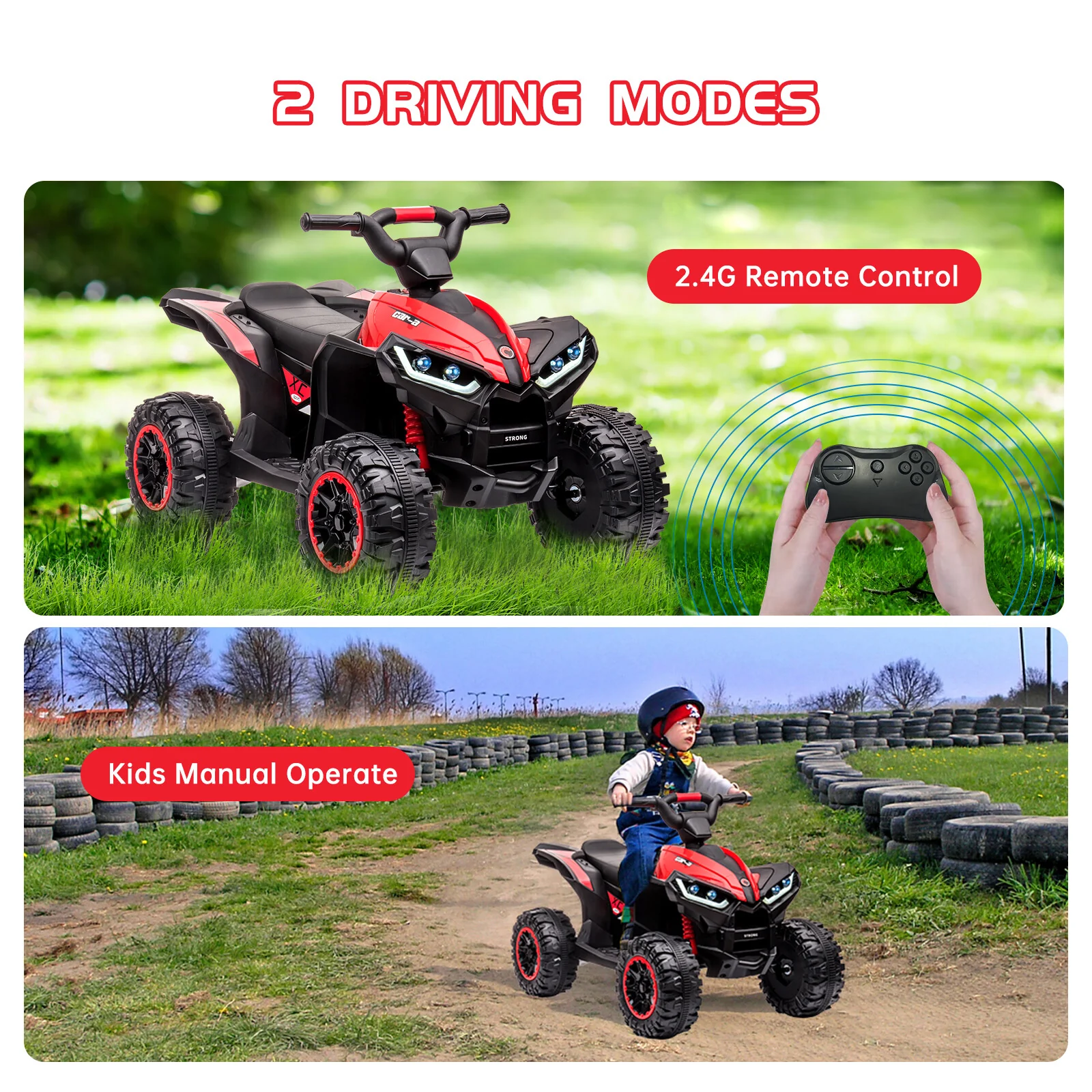 12V Kids Electric Ride-On ATV Car with Remote Control, LED Lights, Music, and 2-Speed Settings - Image 3