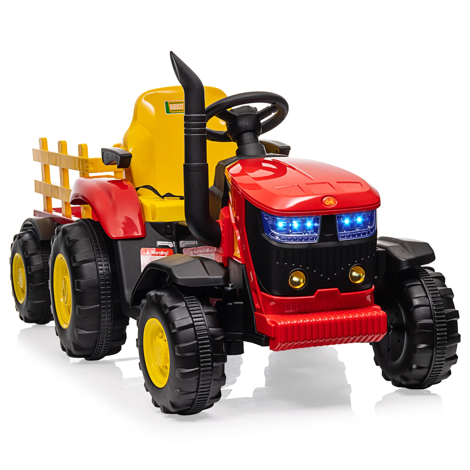 12V Battery-Powered Electric Kids Ride-On Tractor with Remote Control and Trailer - Image 10
