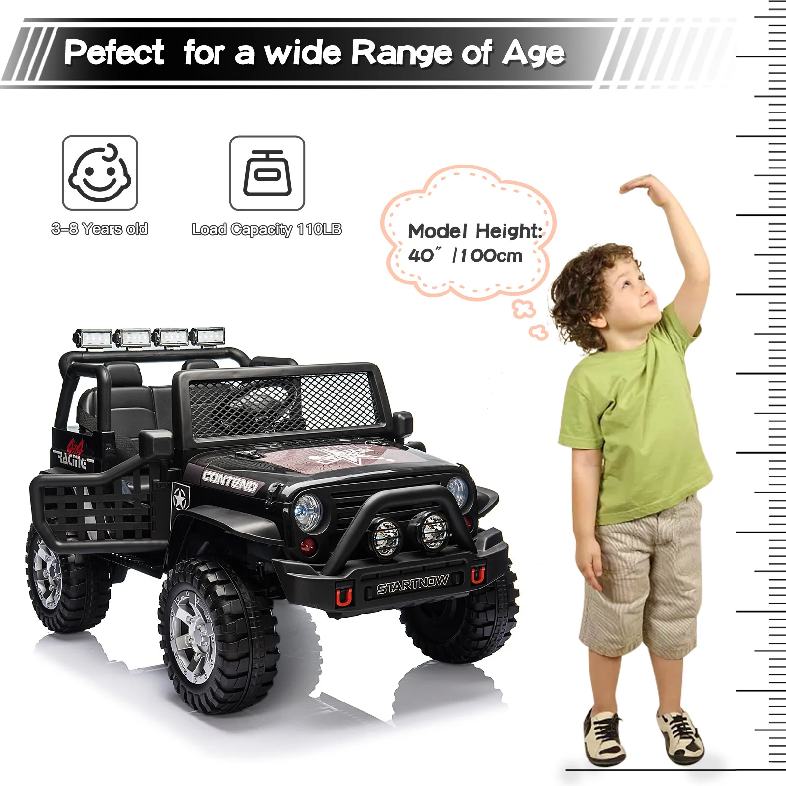 12V Electric Kids 2-Seater Ride-On Jeep Truck with Remote Control - Image 4