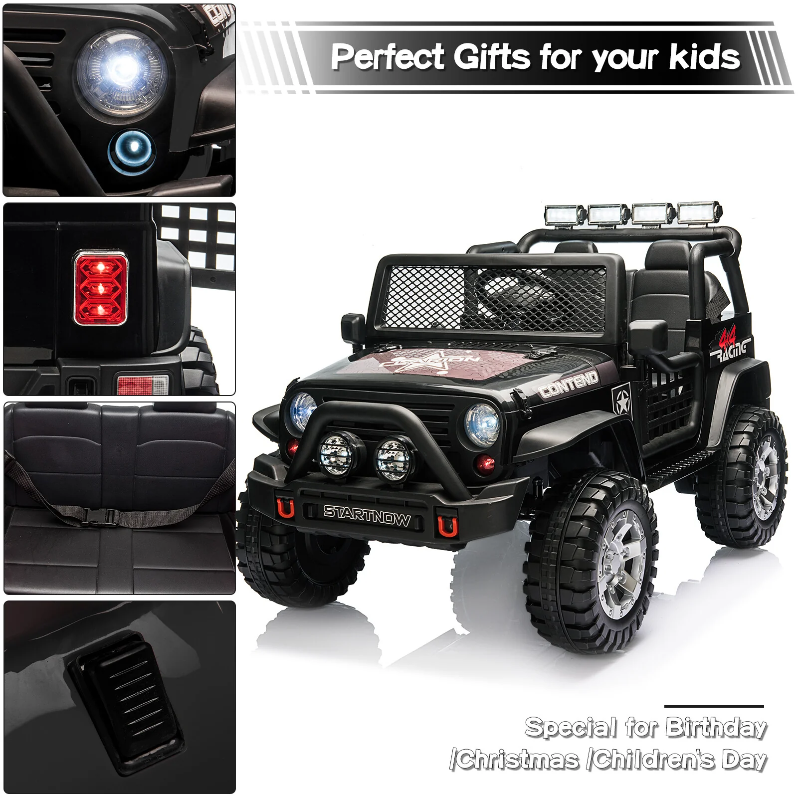 12V Electric Kids 2-Seater Ride-On Jeep Truck with Remote Control - Image 5