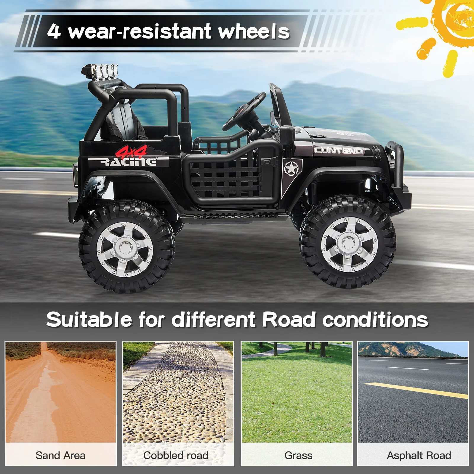 12V Electric Kids 2-Seater Ride-On Jeep Truck with Remote Control - Image 7