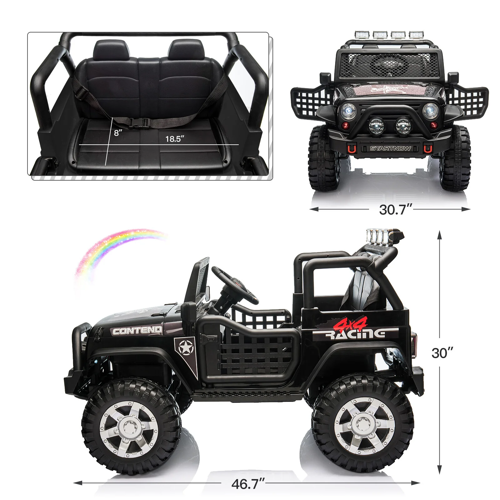 12V Electric Kids 2-Seater Ride-On Jeep Truck with Remote Control - Image 9