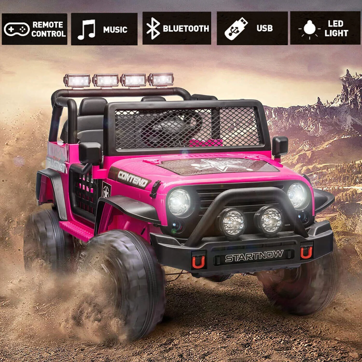 12V Kids Electric Ride-On Off-Road Jeep Truck with 2 Seats and Remote Control - Image 11
