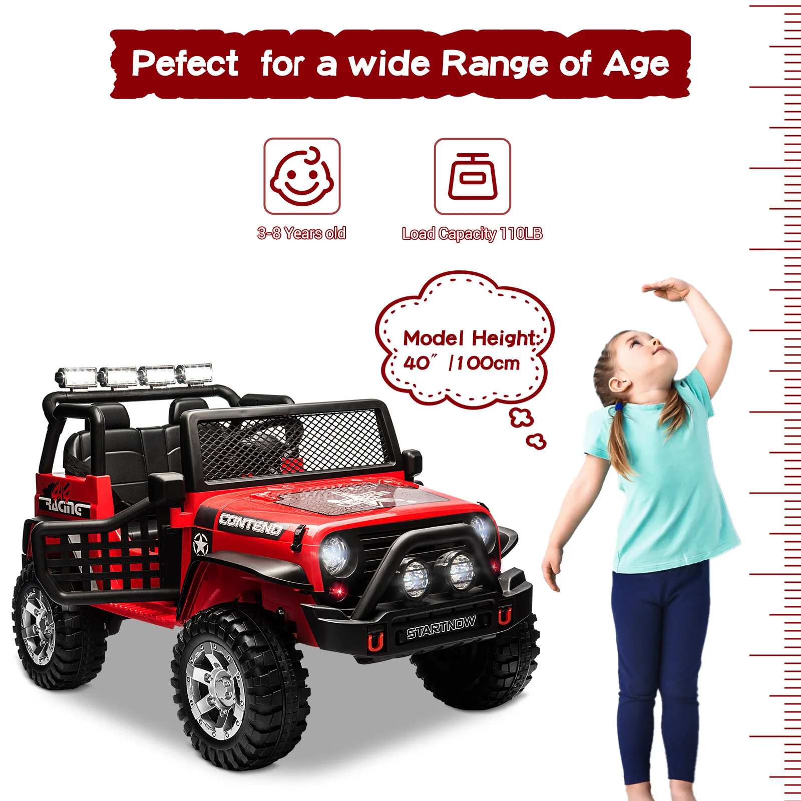 12V Kids Electric Ride On Jeep Truck, 2 Seater Vehicle with Remote Control - Image 6