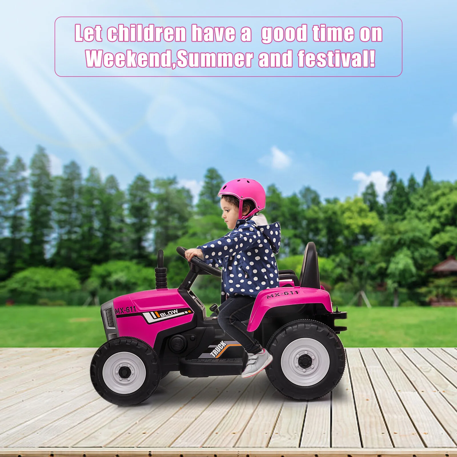 12V Battery-Powered Kids Electric Ride-On Car with Remote Control and Trailer - Image 4