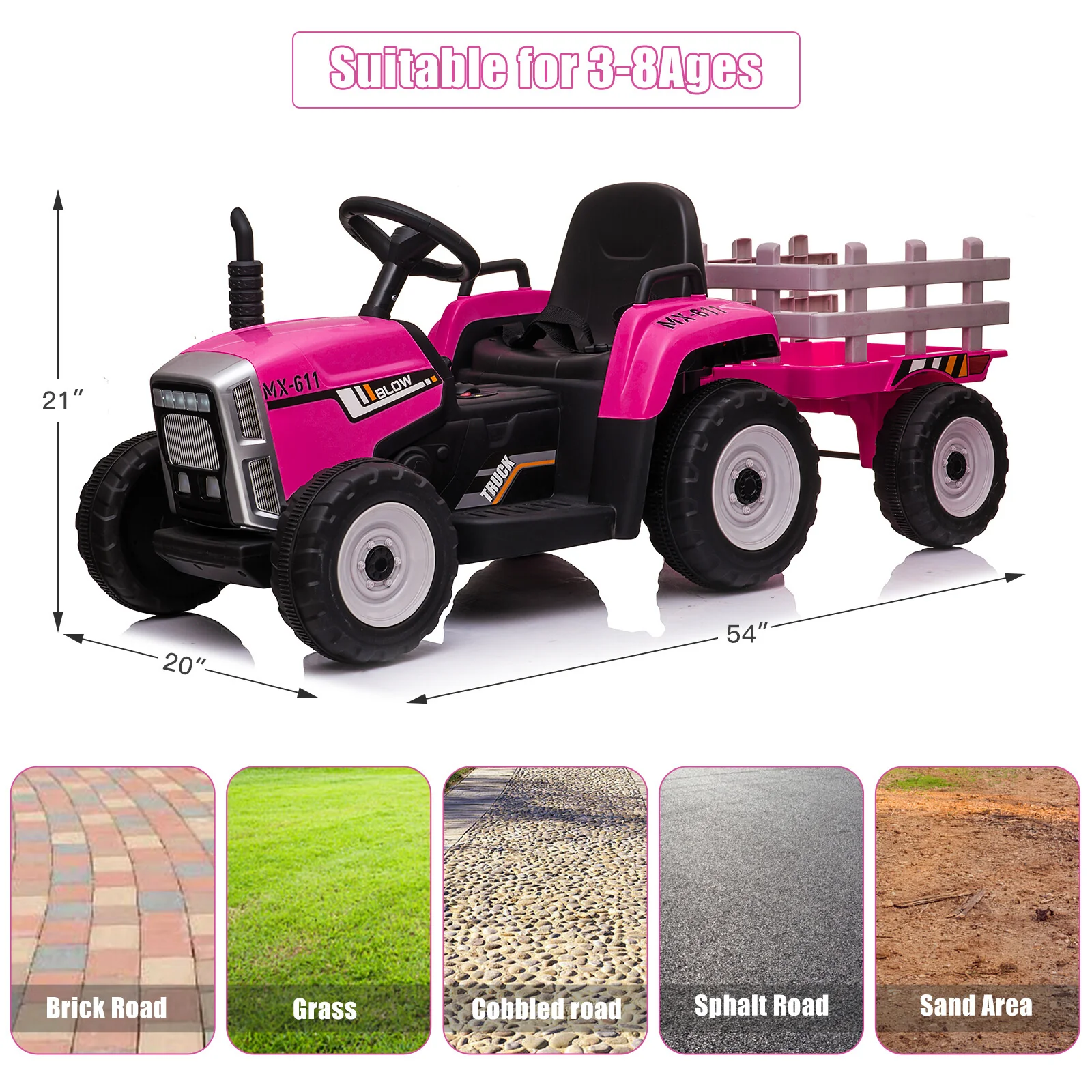 12V Battery-Powered Kids Electric Ride-On Car with Remote Control and Trailer - Image 7