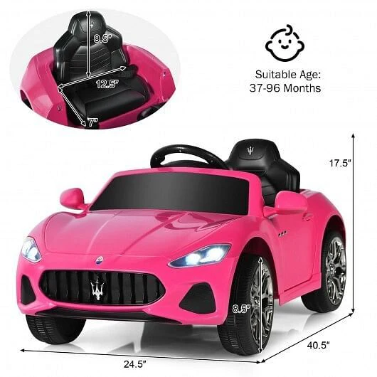 12V Pink Kids Ride-On Car with Remote Control and LED Lights - Image 4
