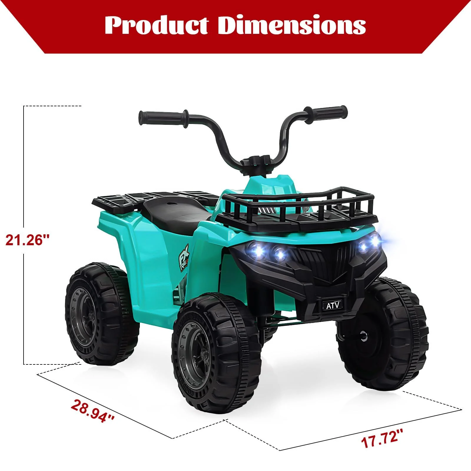 12V Kids Electric Ride-On 4-Wheeler ATV Quad with LED Lights and 1.8 MPH Speed - Image 4