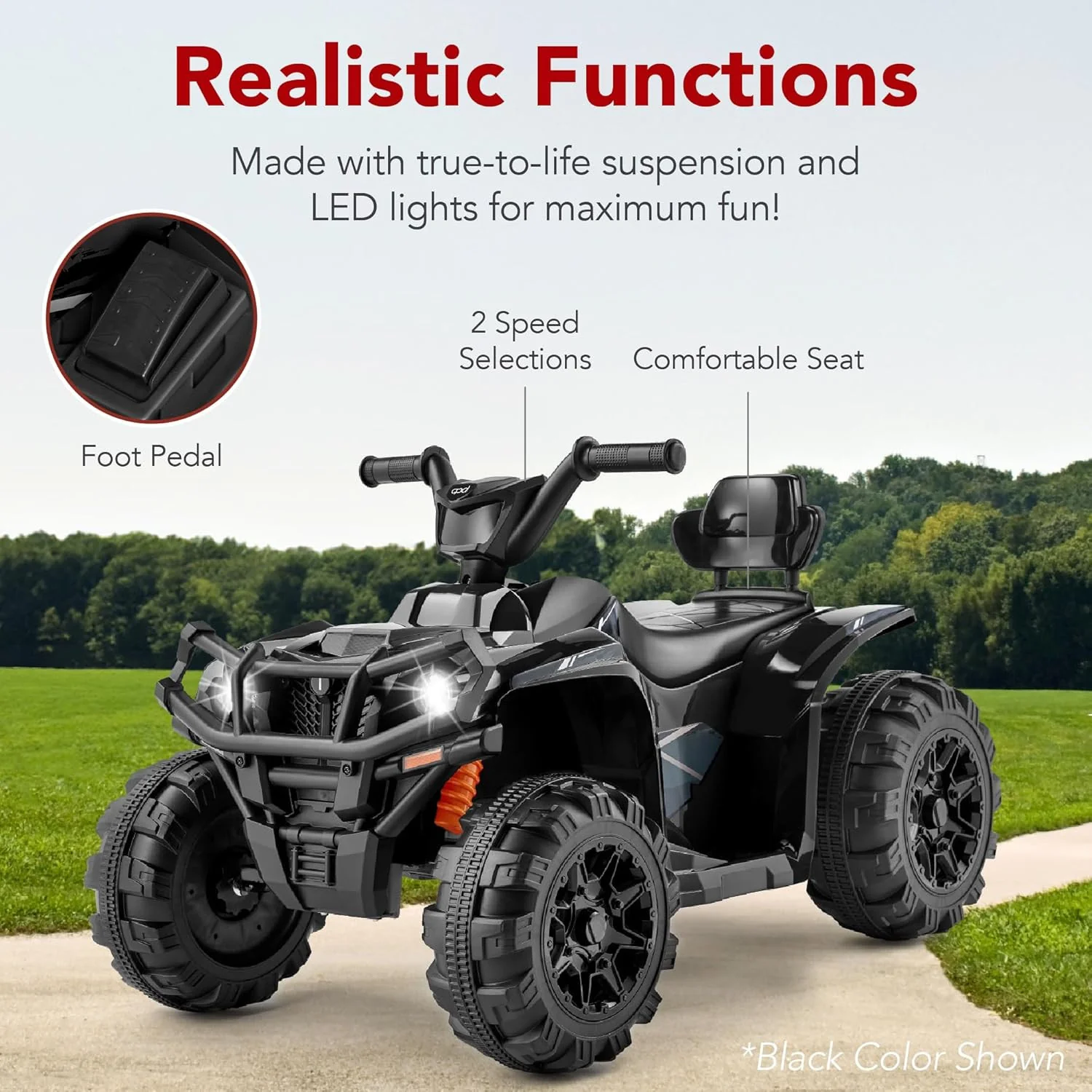 12V Kids Electric Ride-On 4 Wheeler ATV Quad Car Toy with Bluetooth Audio, 2.4 MPH - Image 4