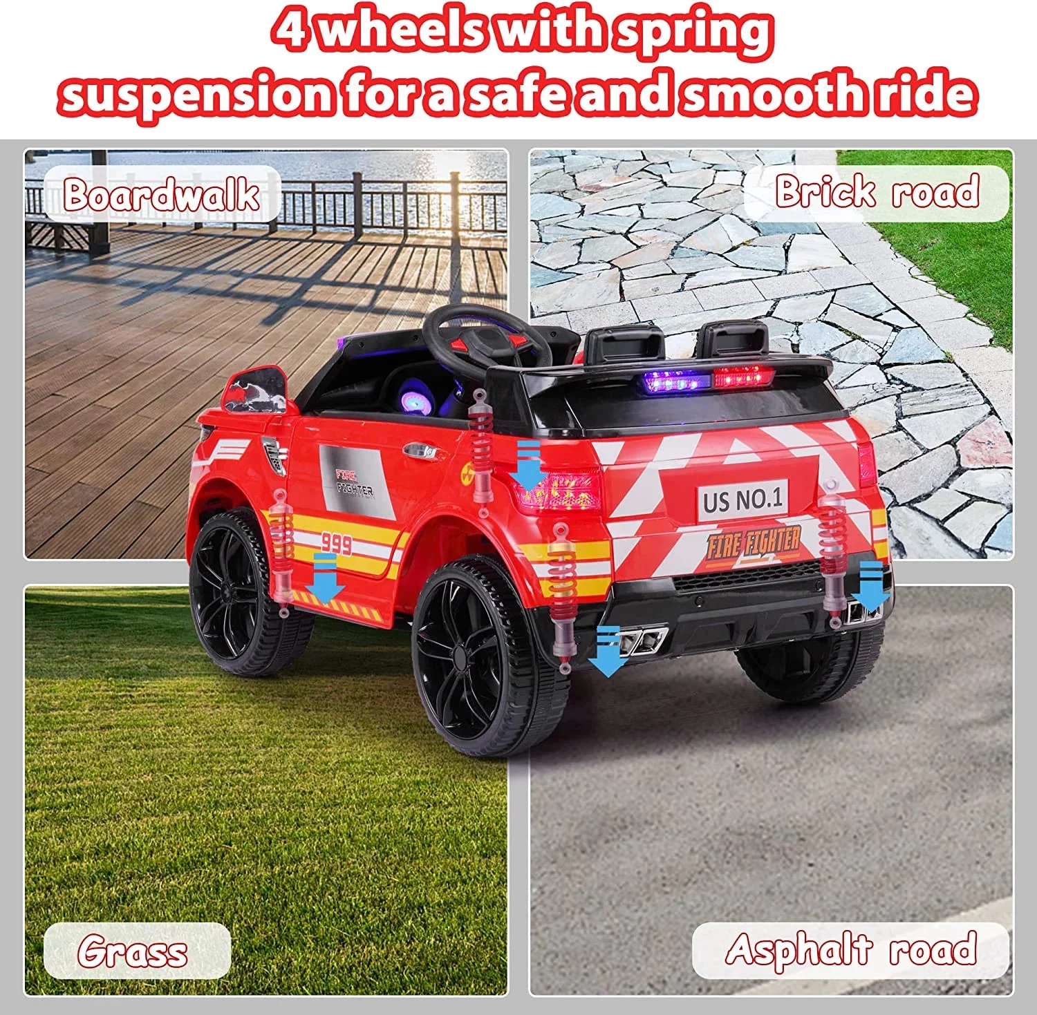 12V Battery-Powered Kids Ride-On Police Car with Remote Control 4-Wheeler Truck - Image 4