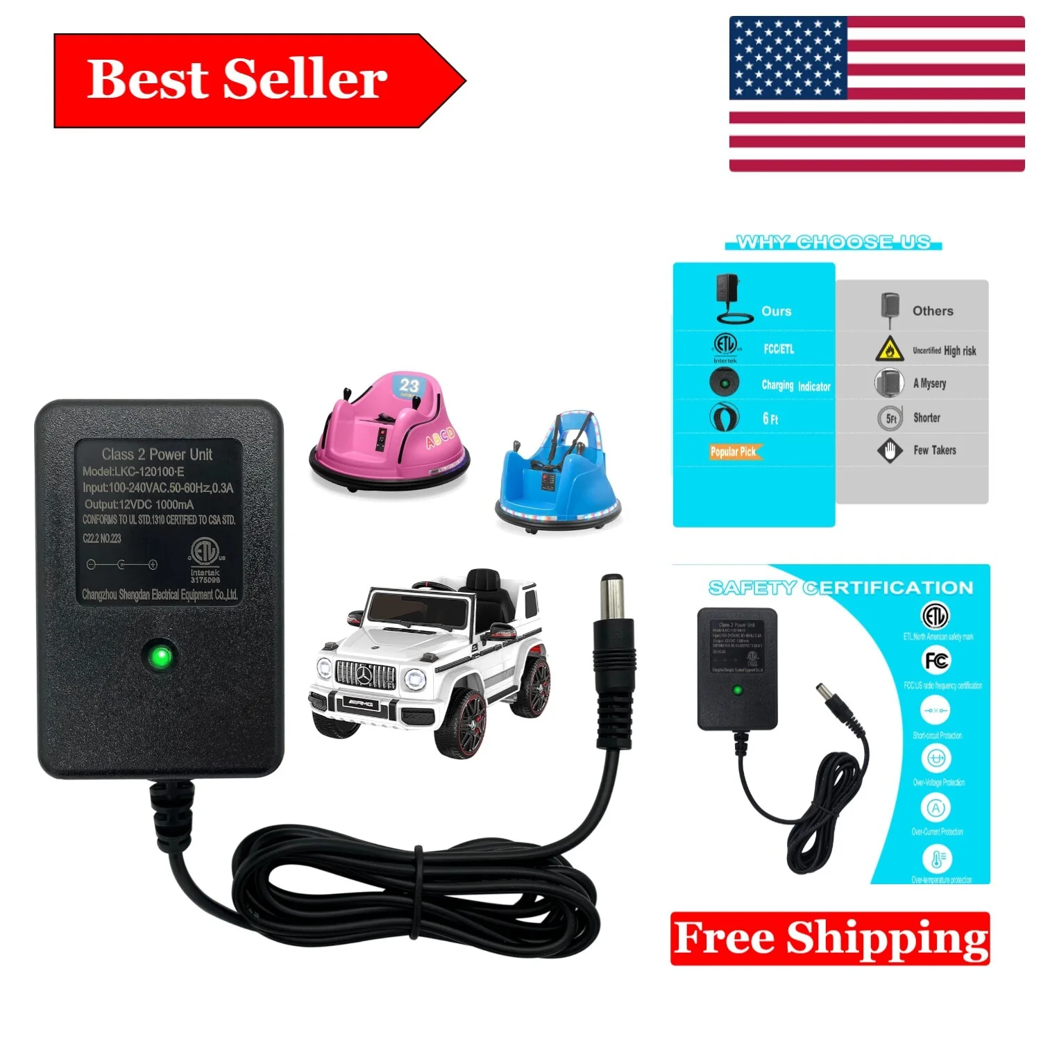 12V Universal Safe Power Charger for Kids Ride-On Bumper Cars Toy - Image 11