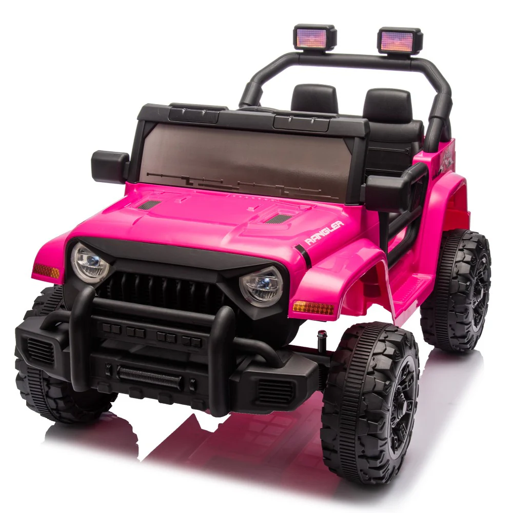 12V Kids Electric Ride-On Jeep Car with Battery, Remote Control, and LED Lights