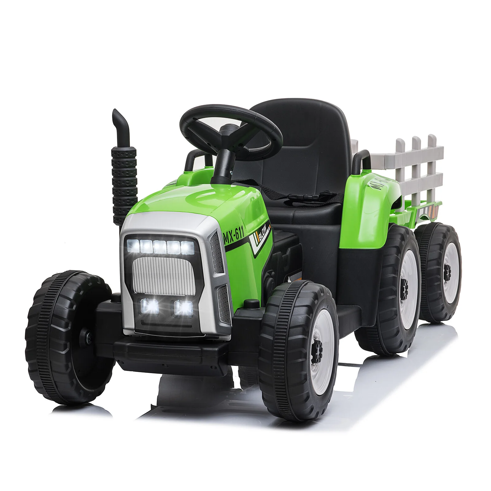 12V Kids Ride On Tractor Car, Battery Powered Toy Vehicle with Trailer and Remote Control - Image 11