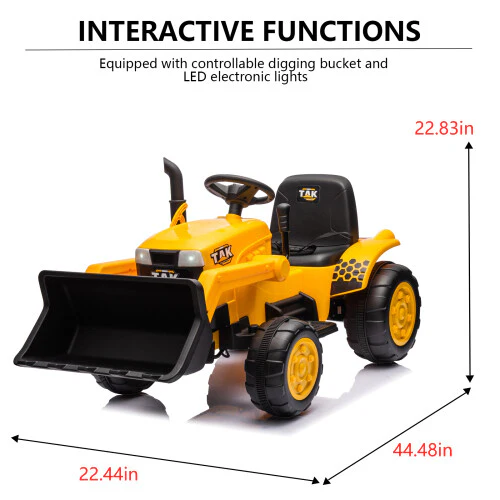 12V Battery-Powered Kids Ride-On Electric Excavator Tractor with Digging Handle - Image 3