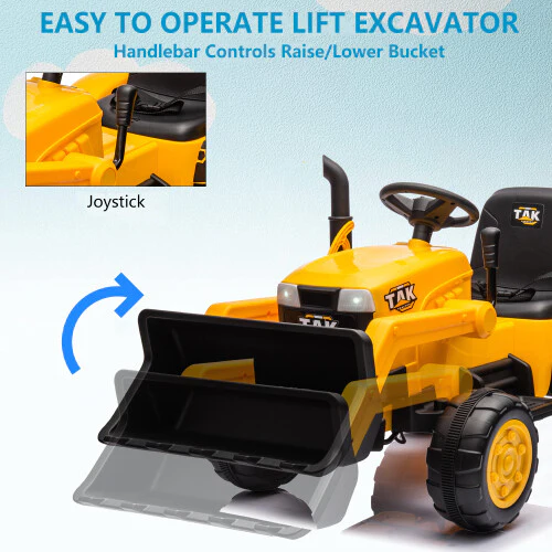 12V Battery-Powered Kids Ride-On Electric Excavator Tractor with Digging Handle - Image 8