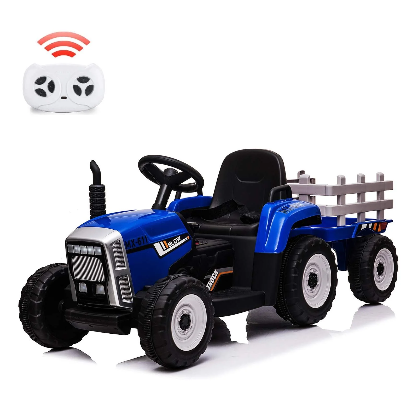 12V Kids Ride-On Tractor with Remote Control and Trailer Attachment - Image 18