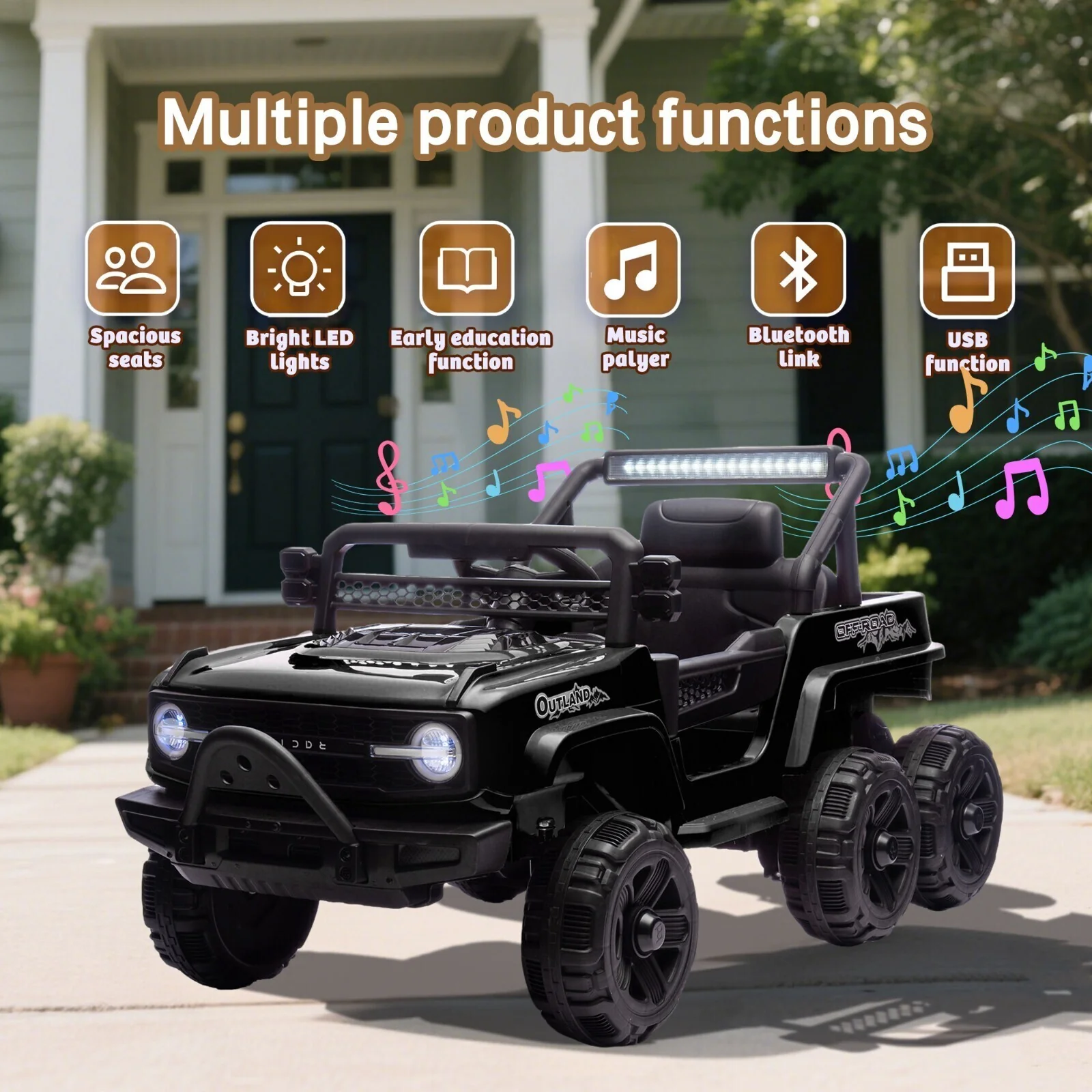 12V Kids Electric Ride-On Truck with 6 Wheels, Music, and Remote Control - Image 3