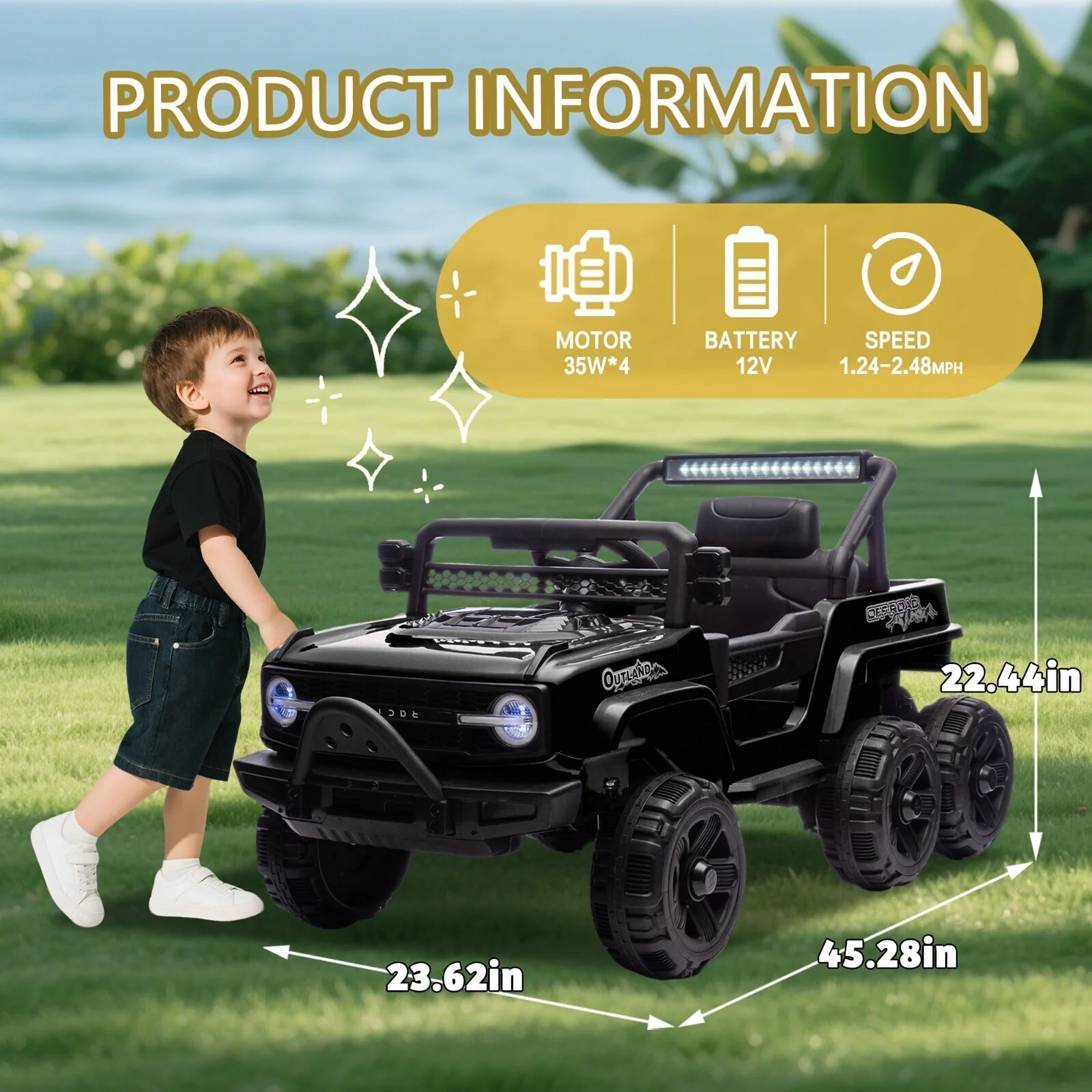 12V Kids Electric Ride-On Truck with 6 Wheels, Music, and Remote Control - Image 4