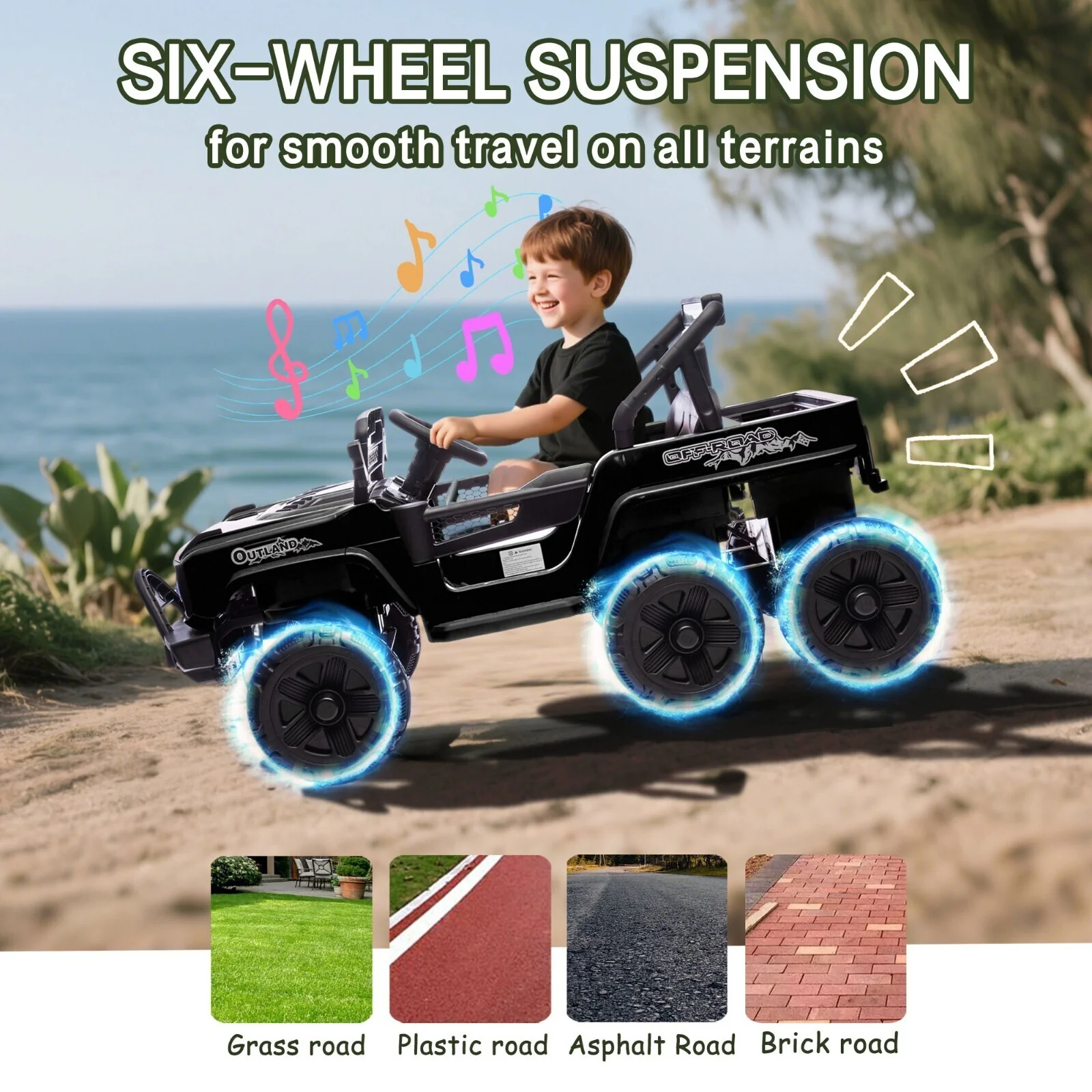 12V Kids Electric Ride-On Truck with 6 Wheels, Music, and Remote Control - Image 7