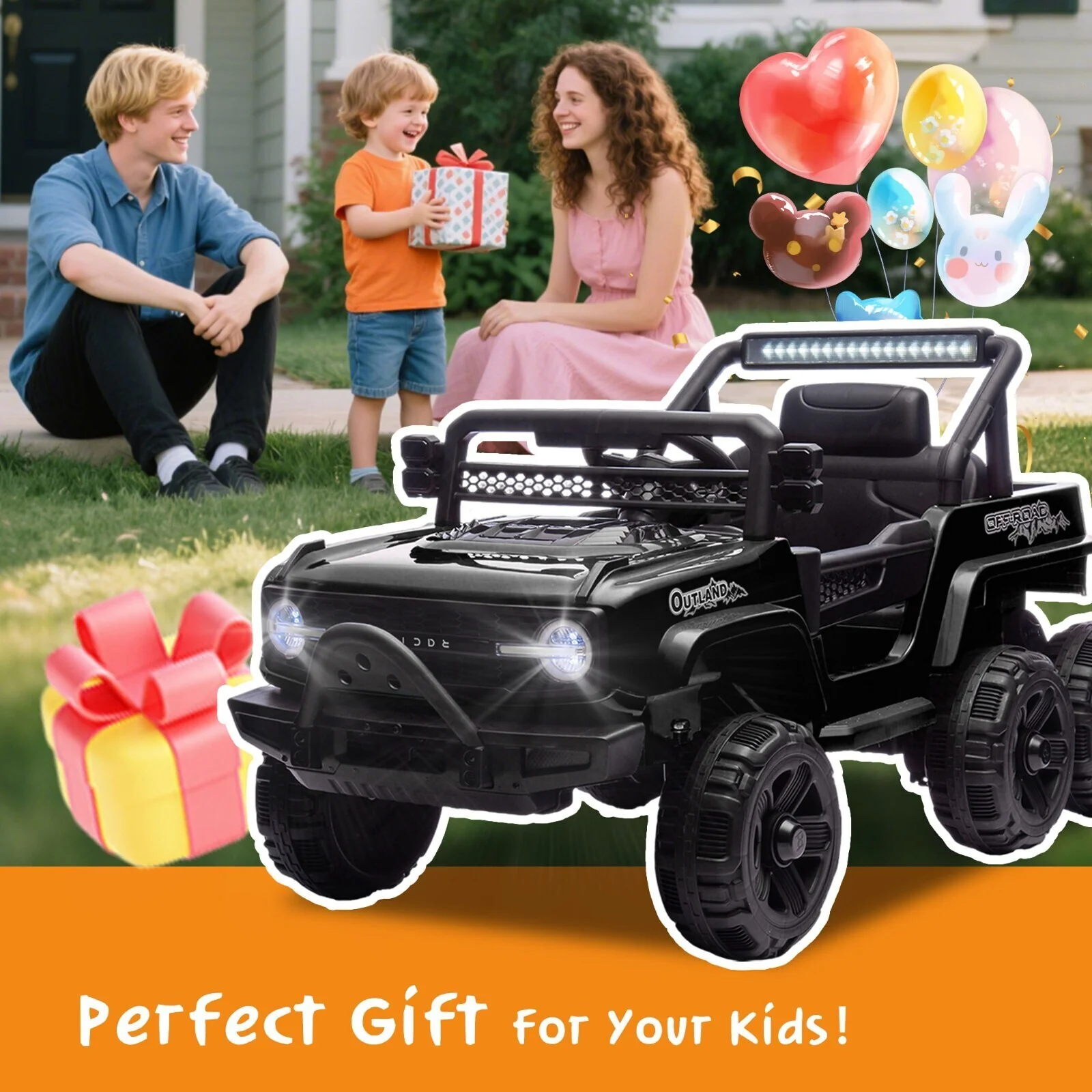 12V Kids Electric Ride-On Truck with 6 Wheels, Music, and Remote Control - Image 8