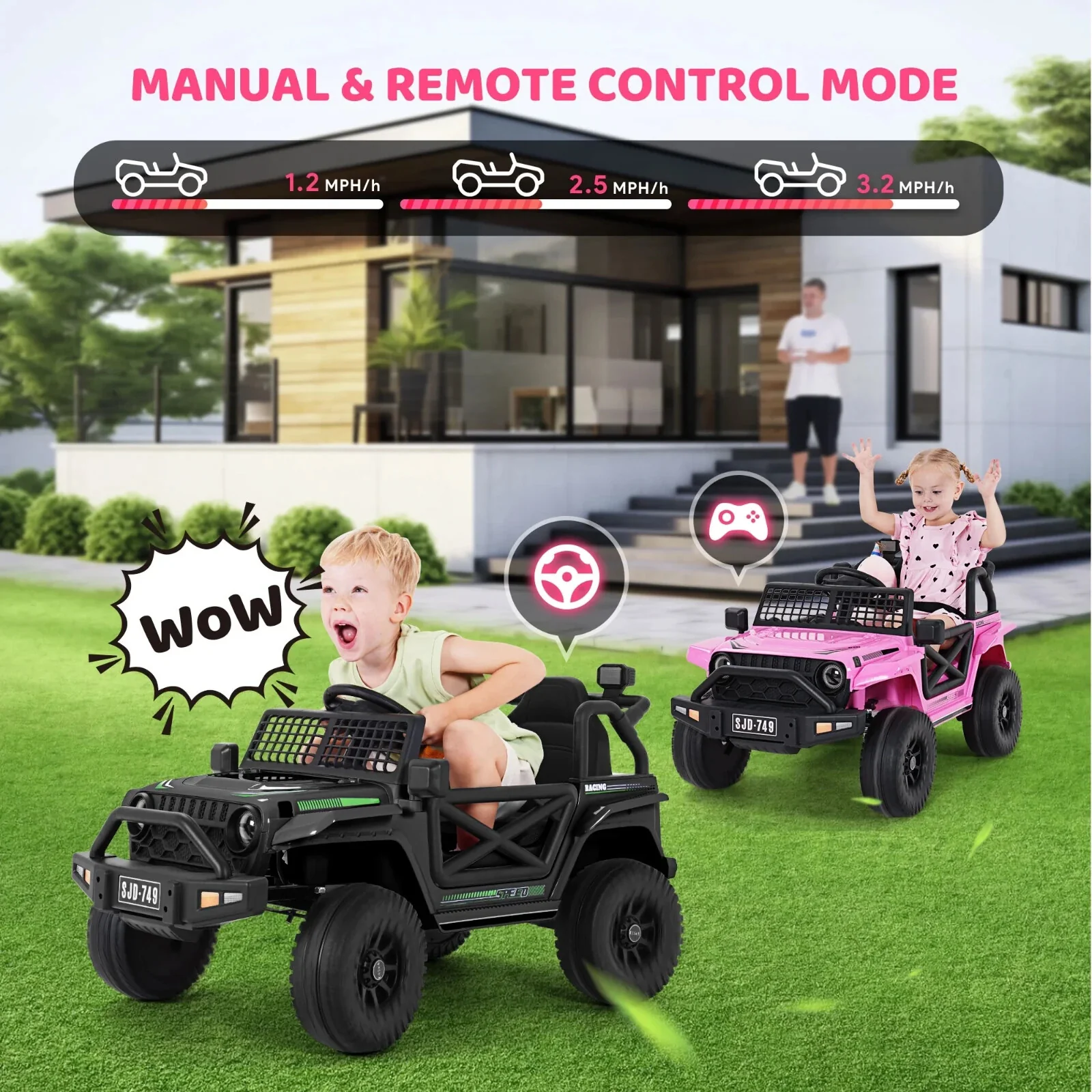 12V Kids Ride-On Electric Truck Car with 2.4G Remote Control and 3 Speed Settings - Image 3