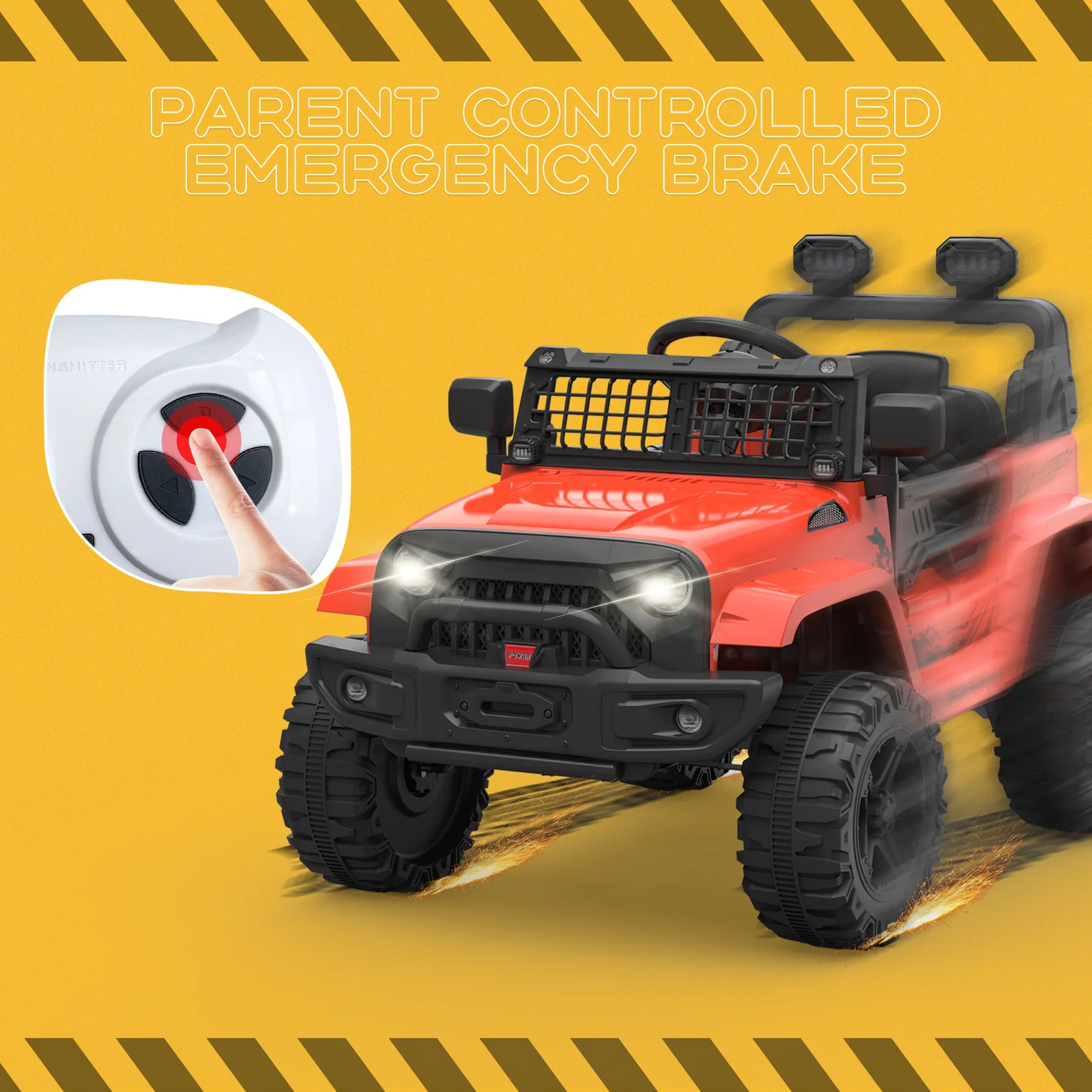 12V Kids Ride-On Truck Car with Remote Control, Spring Suspension, LED Lights, and Bluetooth - Image 9