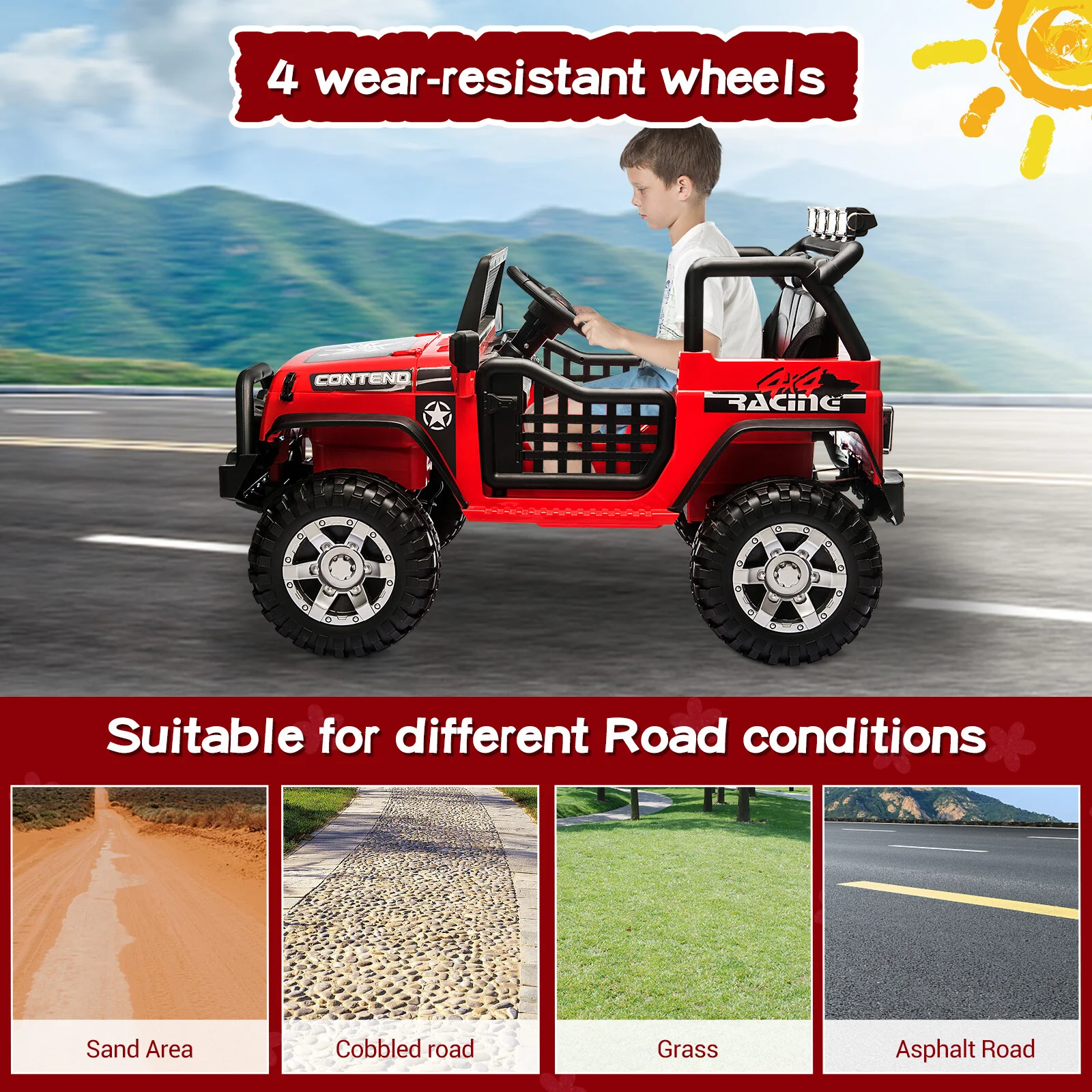 12V Kids Electric Ride-On Jeep Truck with Remote Control Toy Car - Image 18