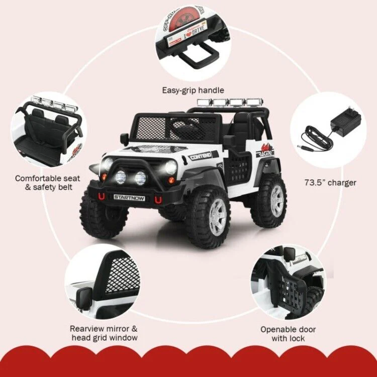 12V Kids Ride On Truck with Remote Control, LED Lights, 3-Speeds, and Music - Image 10