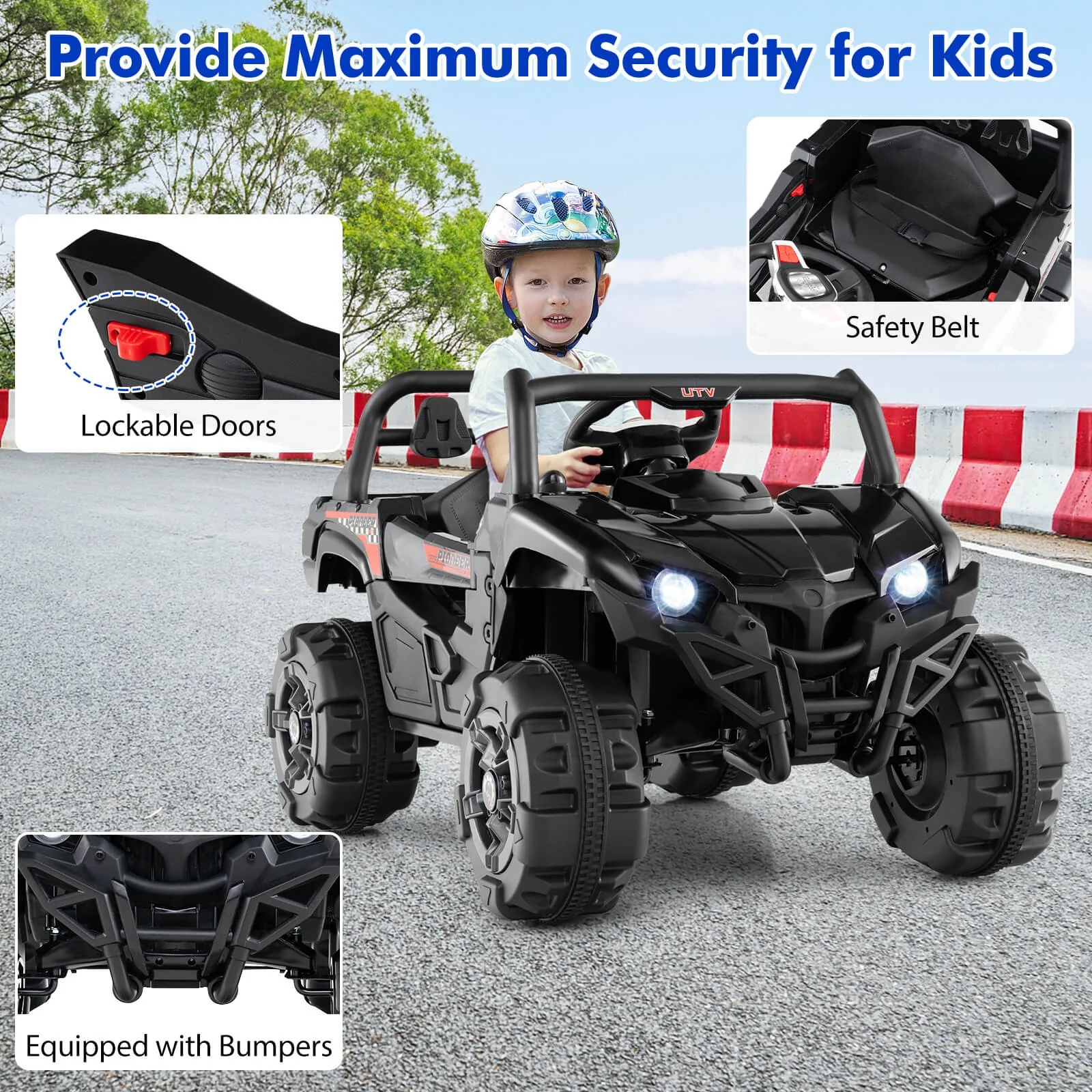 12V Kids Ride-On Truck with Remote Control, Slow Start, Safety Belt, and Rear Storage - Image 8