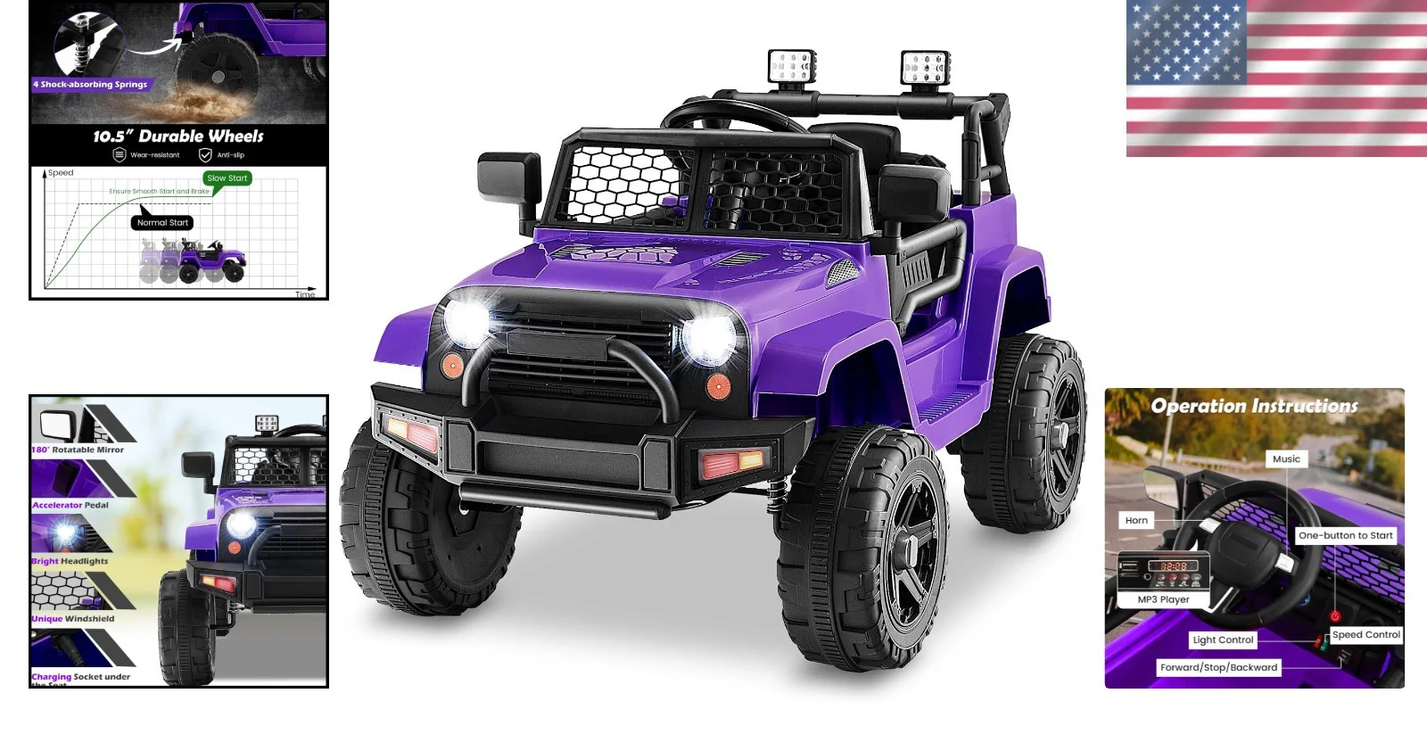 12V Kids Ride-On Truck with Safety Features and MP3 Player for Children - Image 2
