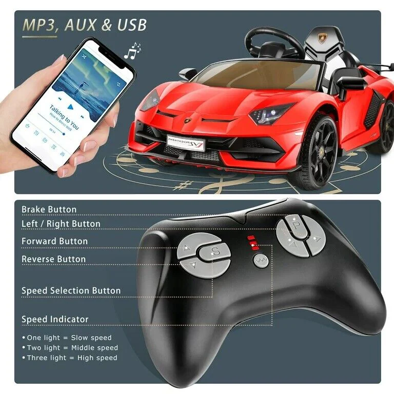 12V Lamborghini Kids Electric Ride On Car with Remote Control, MP3 Player & LED Lights - Image 27