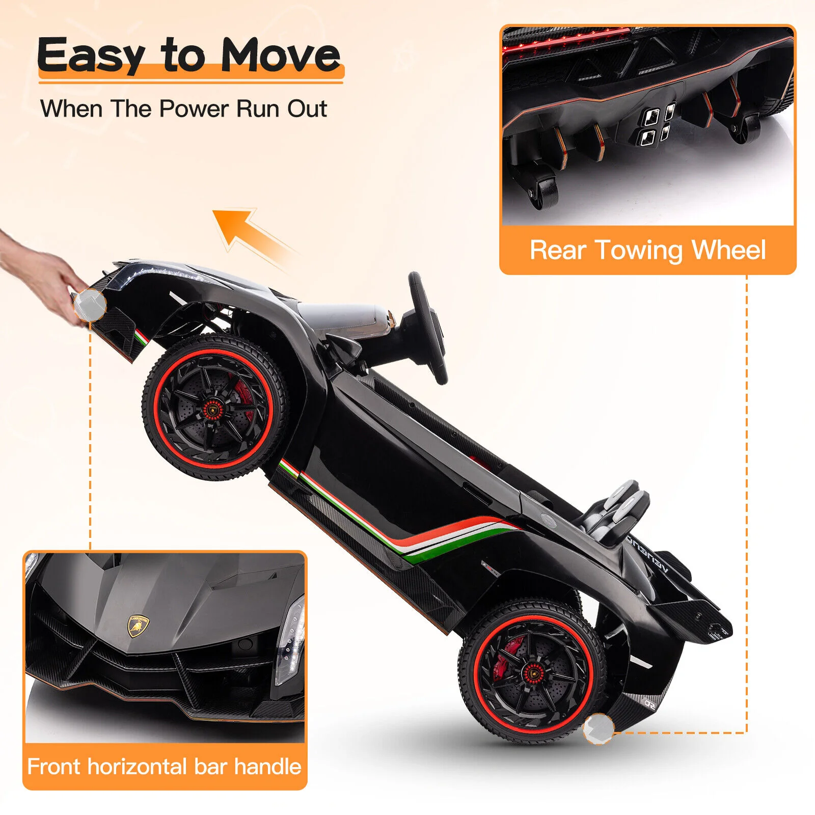 12V Licensed Lamborghini 2-Seater Ride On Car for Kids - Electric Vehicle Toy Gift - Image 9