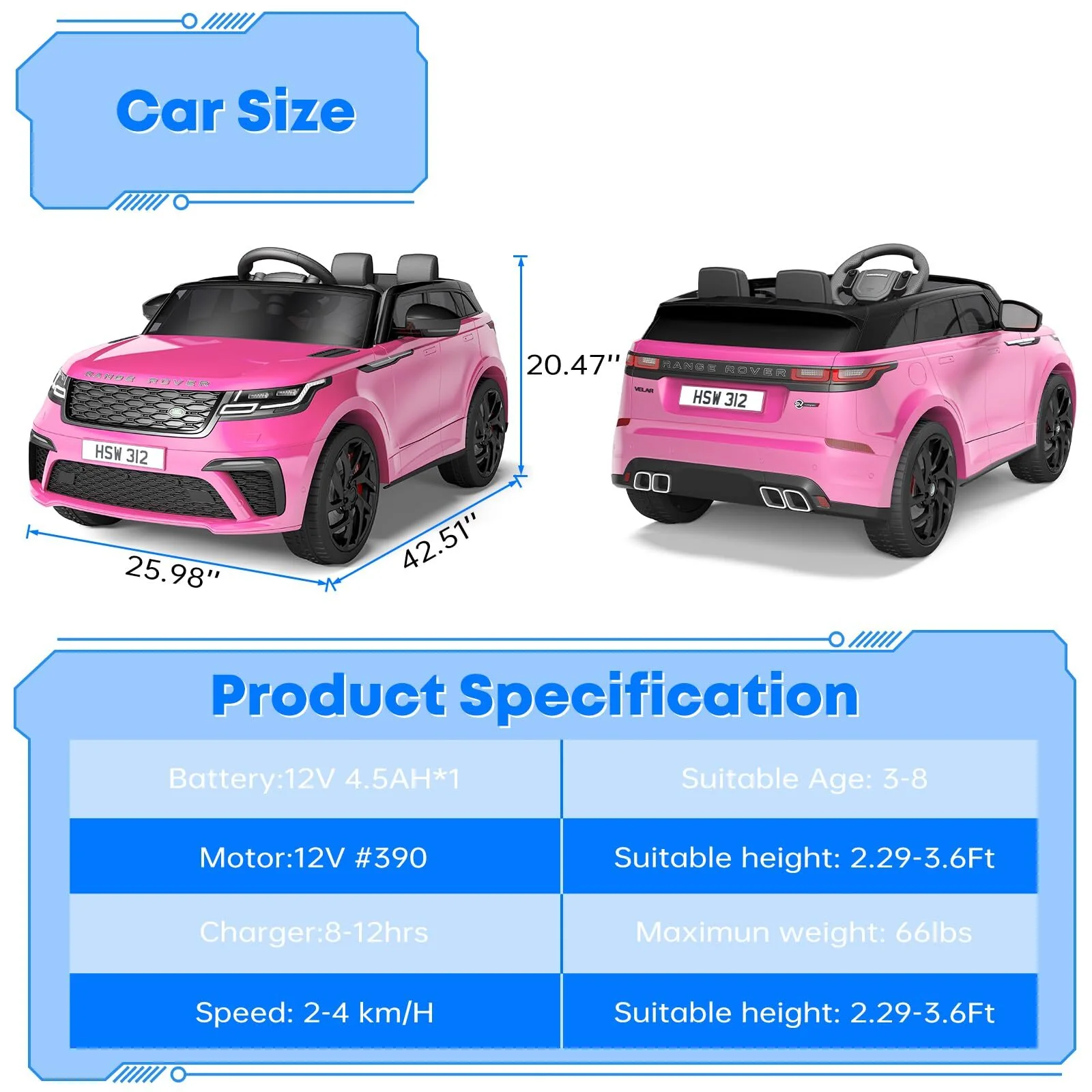 12V Licensed Land Rover Electric Ride-On Car for Kids with Parent Remote Control - Image 26