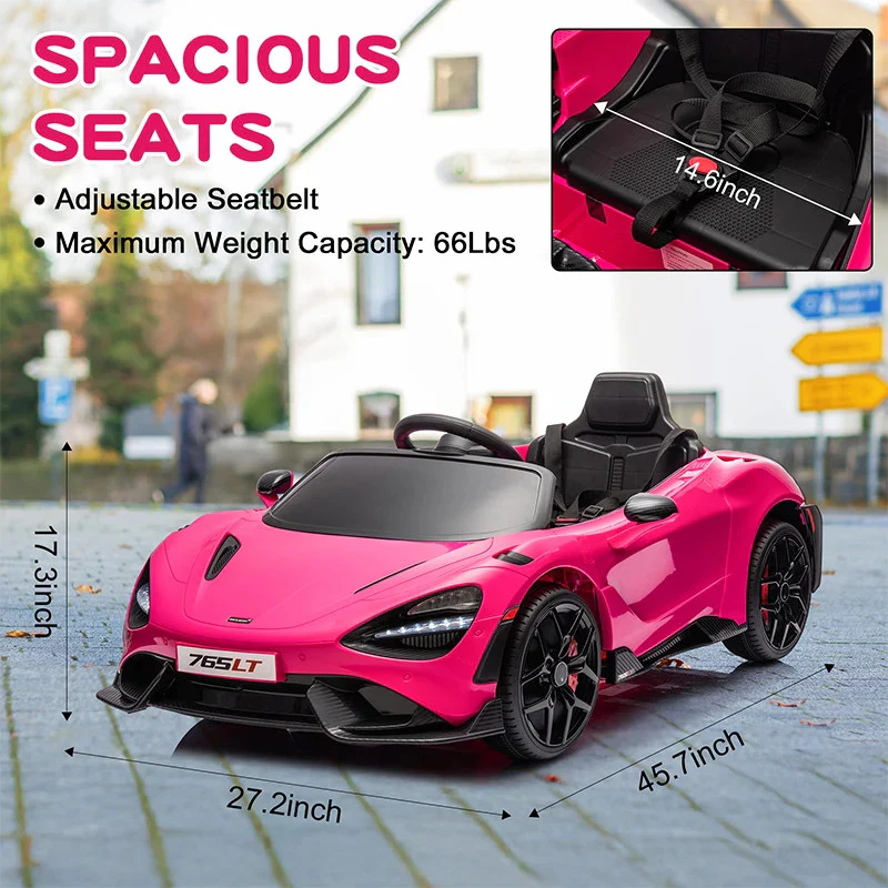 12V Licensed McLaren 765LT Electric Ride-On Toy Vehicle for Kids Age 3+ - Image 7