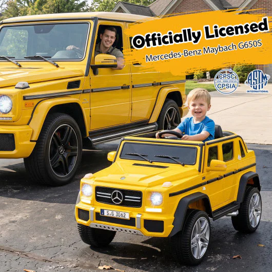 12V Official Mercedes-Benz Children's Ride-On Car with Remote Control - Yellow - Image 2