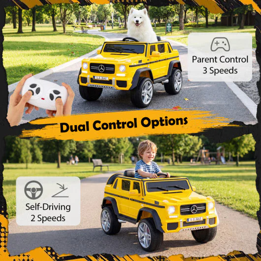12V Official Mercedes-Benz Children's Ride-On Car with Remote Control - Yellow - Image 5
