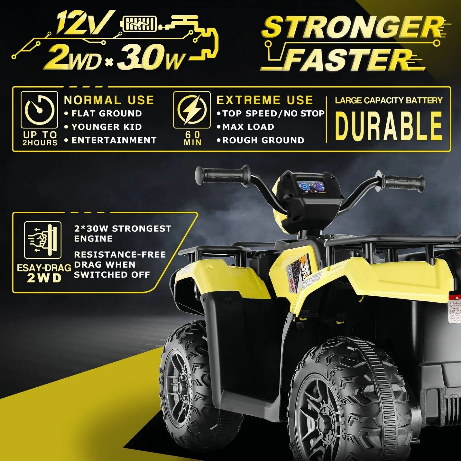 12V Quad for Kids with LED Lights and Dual Speed Options - Image 11