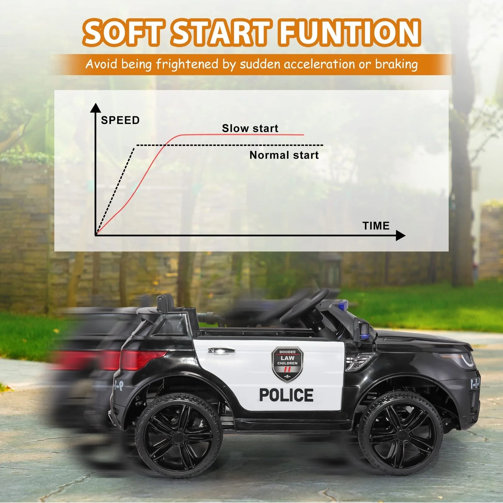 12V Remote Control Police Ride On Car for Kids Ages 3-5 Years - Perfect for Toddler Boys - Image 2