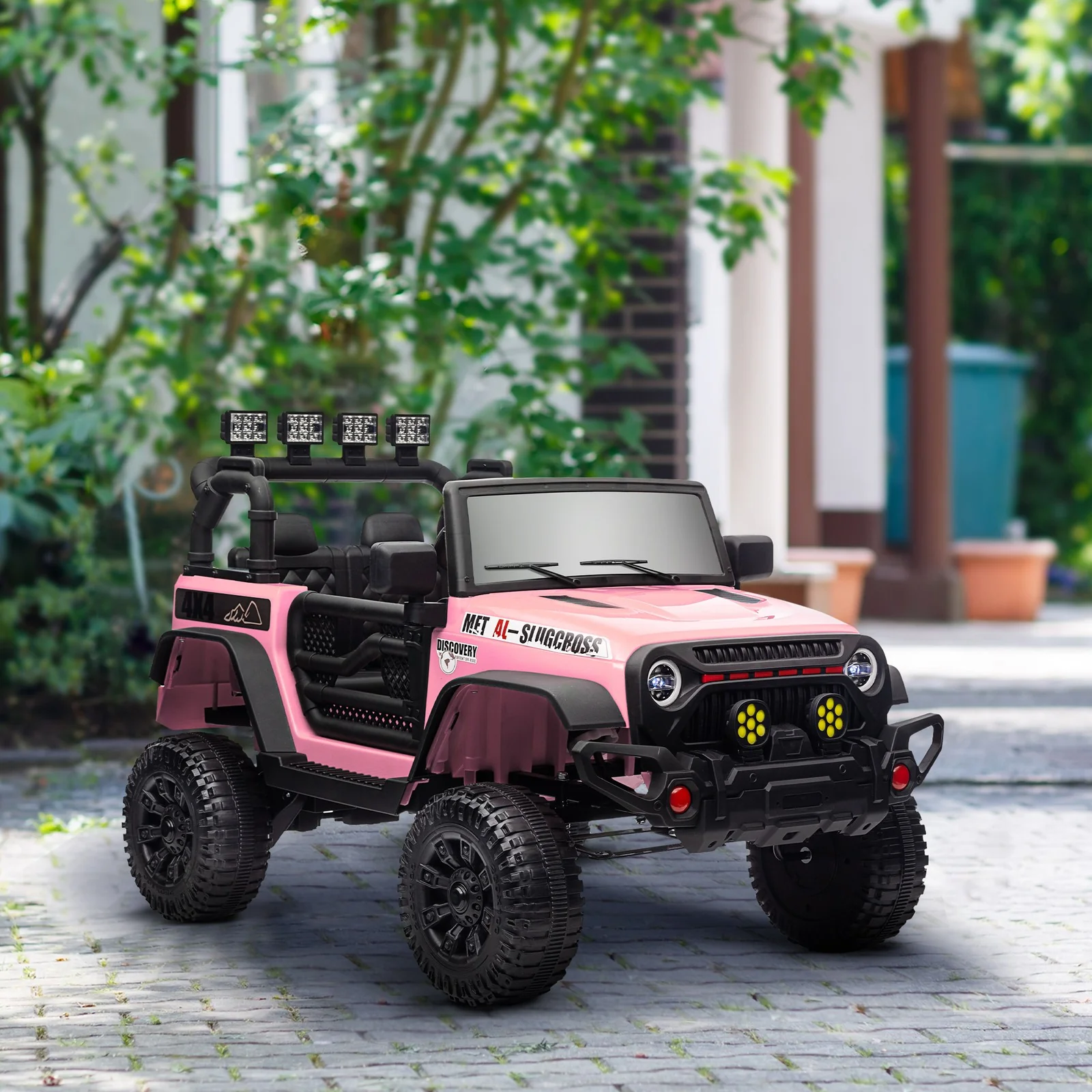 12V Pink Ride-On UTV Car with Bluetooth and 4 Suspension Wheels - Image 9