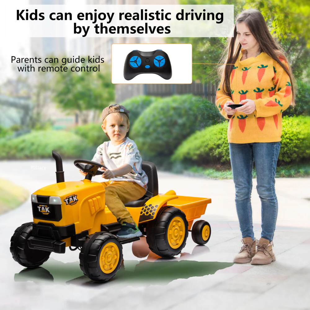 12V Battery-Powered Motorized Ride-On Tractor with Detachable Trailer for Kids Ages 3-6 - Image 18
