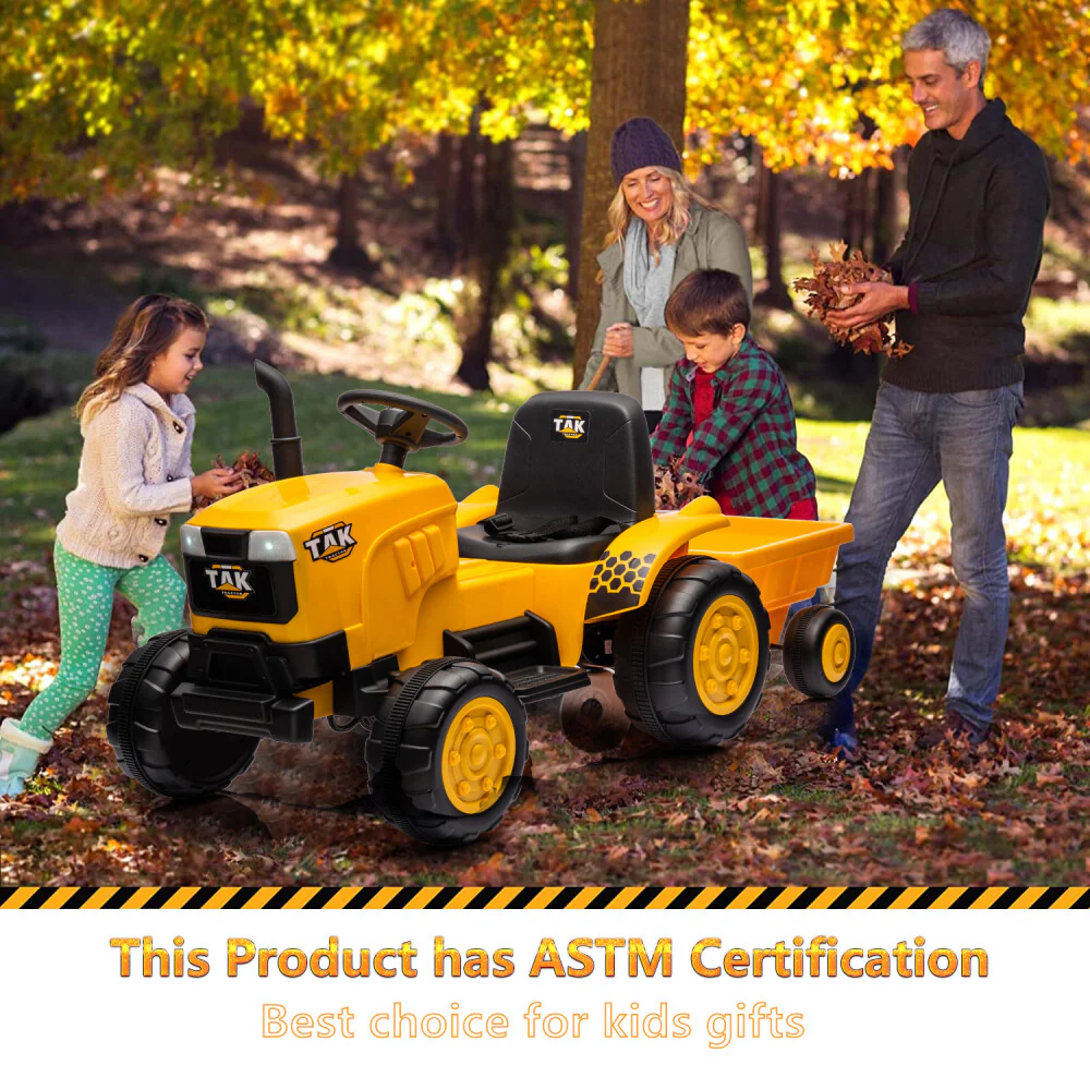 12V Battery-Powered Motorized Ride-On Tractor with Detachable Trailer for Kids Ages 3-6 - Image 3