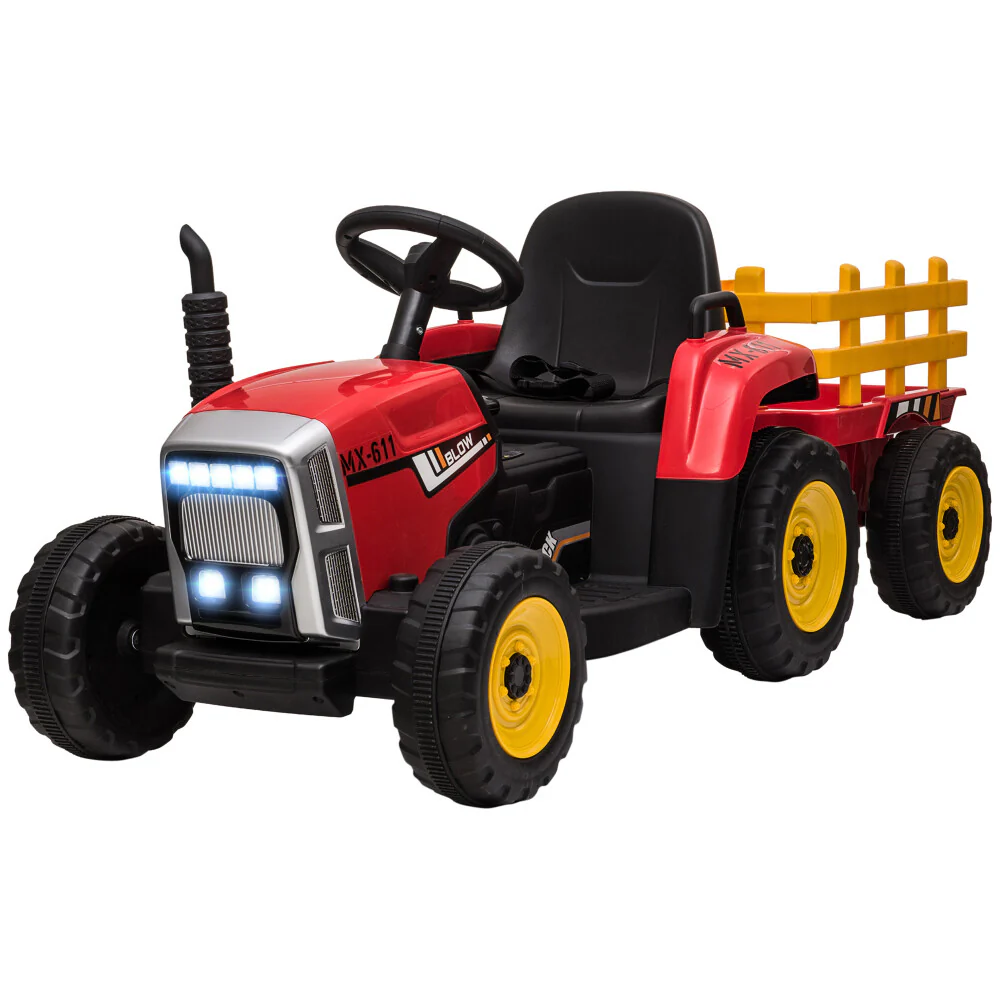 12V Electric Ride-On Tractor with Trailer, 25W Dual Motors and Remote Control - Image 8