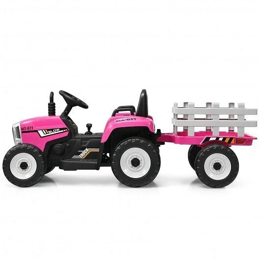12V Ride-On Tractor with 3-Gear Shift and Ground Loader for Kids 3+ Years Pink - Image 5